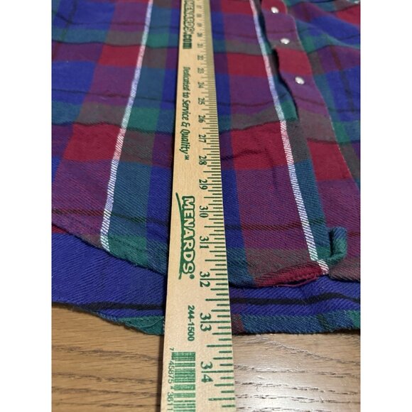 Saddle King Western Men Size Neck 2XL 18 1/2 Flannel Shirt Pearl Snap USA VTG - Picture 6 of 9